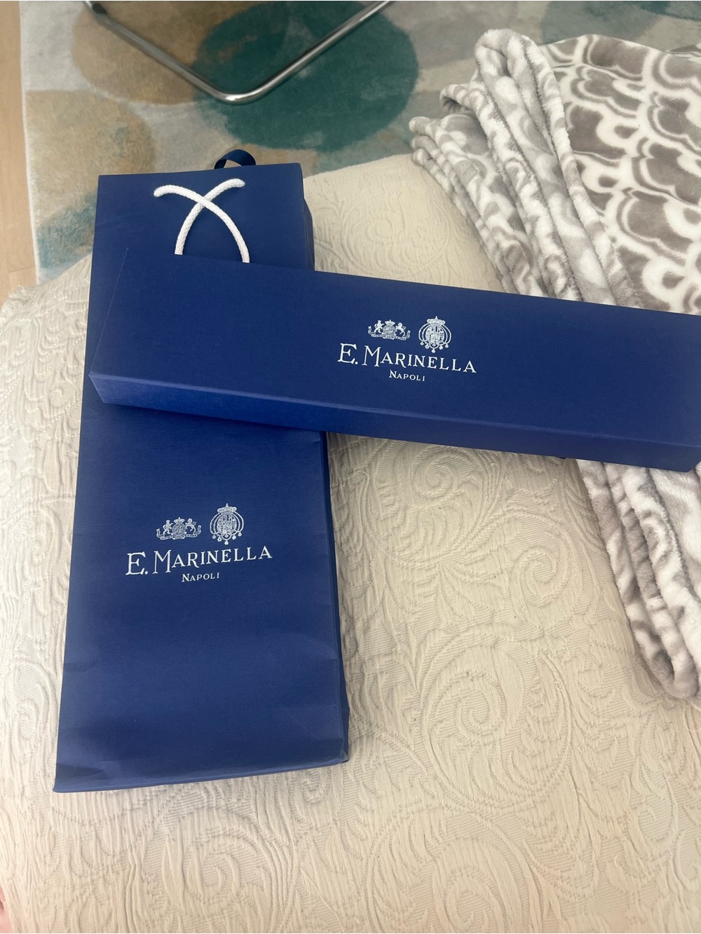 Marinella Men's Navy tie Box + bag - Elegant Gift Packaging